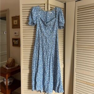 Reformation Lacey Blue Floral Dress size 10